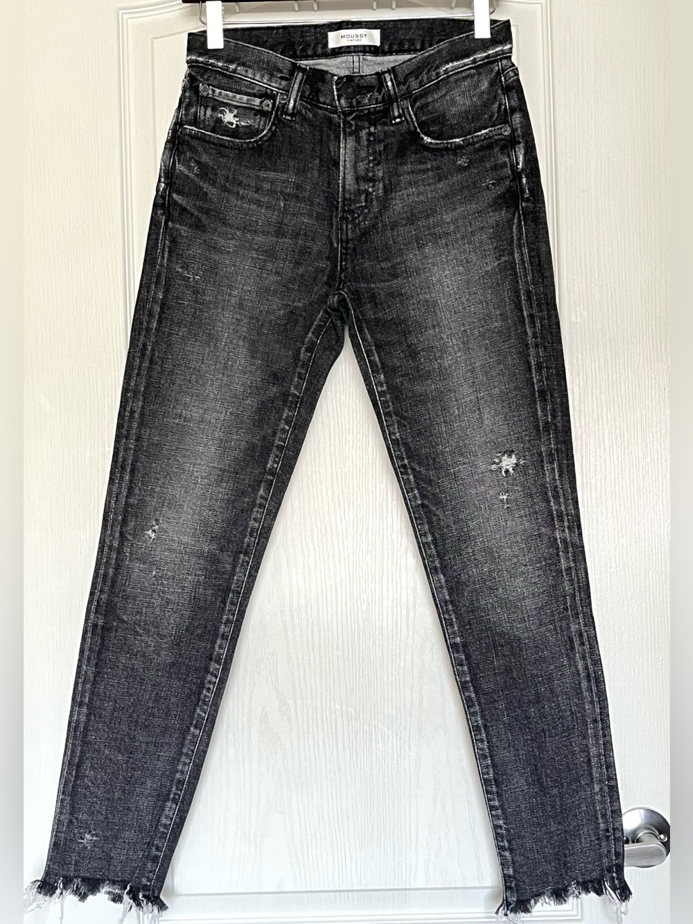 MOUSSY Vintage Checotah Skinny Jeans Black Distressed 25